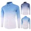 Men's T Shirts Mens Spring And Summer Gradual Change Long Sleeved Shirt Casual Fashion Sleeve Button Top