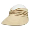 Ball Caps Women Sun Visor Summer Wide Brim Beach Hat 9 Solid Colors Elastic Size 55-59cm