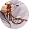 ストランドナチュラルゴールデンサンダルウッドブッダビーズブレスレット祈りと祝福のための108個の男性の女性の手鎖