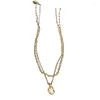 Подвесные ожерелья Простые и нерегулярные жемчужные двойные женские ожерелье женского ожерелья и высококлассное чувство темперамента