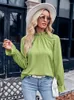 Kvinnors blusar Autumn Casual Women and Tops 2023 Fashion Stand Neck Long Sleeve Elegant Chic Ladies Office Work Shirts Plus Size Blusas