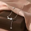 Chaînes 925 Sterling Silver Star Collier Femmes Long Style Diamant Lune Gland Collier Chaîne Convient Pour Les Cadeaux Aux Amis Bijoux