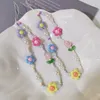 Mobiele bandjes Charms Korte polsketting Handgemaakte kralen Kleine bloemen Ronde kralenhanger Mobiele riem Universele proof Sling Vierkante hanger