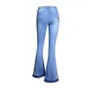 Kvinnors jeans Kvinnor Broadleg Flare broderade byxor