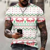 Mannen T-shirts Straat T-shirts Kerst Patroon Outfit Korte Mouw Mode O Hals Tops Oversized Harajuku 3D Afdrukken T-shirt