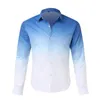 Men's T Shirts Mens Spring And Summer Gradual Change Long Sleeved Shirt Casual Fashion Sleeve Button Top