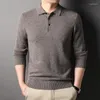 Erkek Sweaters Minglu Kaşmir Örme Polo Gömlek Lüks Yün Uzun Kollu Düz Renk Bahar Sonbahar Gündelik Basit Erkek 3xl