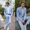 Abiti da uomo blu cielo chiaro Smoking da sposa country Abiti da uomo casual formale Abiti da sposo Abiti da laurea giovani Giacche Pantaloni2538