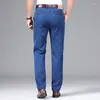 Мужские джинсы 2023 Весна Лето Светло Серые Тонкие прямые бизнес -модные хлопковые джинсовые брюки мужские брюки мужские брюки