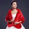Scarves Arrival Winter Bride Faux Fur Shawl Imitation Wrap Wedding Unreal White Black Red Fluffy Warm Cape