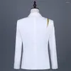 Men's Suits Blazer Singer's Stage Performance Dress Banquet Retro Gold Embroidery White Casual Suit Coat