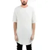 T-shirts pour hommes T-Shirt côté avec fermeture éclair à manches courtes Tee hommes Streetwear Hip Style décontracté hauts Swag ourlet Hipster mode chemise