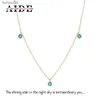 AIDE 925 Sterling Silver Simple Mini Turquoise Pendant Clavicle Necklace Chain for Women Girl's Wedding Jewelry Accessories Gift L230704