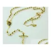 Pendant Necklaces 14K Yellow Gold Rosary Pray Bead Jesus Cross Necklace Chain Gift Box Jewelry Containing About 30% Or More Of An Allo Dhjuc