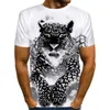 Herr t-skjortor 2023 sommar kortärmad t-shirt 3d tryckt leopardtryck djurmönster topp casual hip-hop bred gata