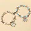 Strand 2pcsVintage Noctilucent Couple Bracelet Pour Femmes Mode Coeur Creux Perlé Boucle Magnétique Fleur Artisanat