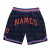 Shorts Masculino Personalizado Marinho Branco Riscas Branco-Azul Claro Autêntico Basquetebol 3D Estampado em Todo o Corpo Secagem Rápida Praia