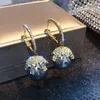 Kolczyki obręcze Austyn Zakresy biała perła dla kobiet Czeska Złoty Kolor okrągły Cyrkon Wedding Jewelry Bacting