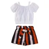 Fille robes bébé vêtements ensembles été 2023 fille bretelles manches courtes rayé Shorts costume filles vêtements enfants 2 pièces