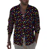 Herren-Freizeithemden, rot gepunktet, Herren-Vintage-Spots-Druck, Langarm-Shirt, Retro-Straßenblusen, Herbst, individuelles Top, große Größe 3XL 4XL