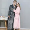 Women's Sleepwear Thickened Flannel Couple Long Robe Kimono Bathrobe Gown Winter Nightgown Loose Warm Coral Velvet Homewear Nightwear