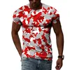 Men's T Shirts 2023 Summer Muscle Man T-shirt 3D-printed Camouflage Printed O-collar Casual Oversized Shirt Street Graphic