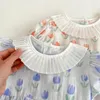 Completi di abbigliamento Vestiti stile principessa nati Vestiti estivi per bambini Stampa floreale Tuta Bambina Casual Pagliaccetto all'aperto Bambino carino