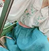 Kvinnors blusar Forest Mori Girl Cottage Shirt French Vintage broderad Rose Lantern Sleeve Women Tops Chiffon Blus Camisas de Mujer