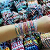 Link Bracelets Colors Boho Nepal Ethnic Handmade Bracelet Summer Beach Braid String Cotton Wrap Woven Rope Friendship For Women Men