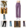 Con logo Pantaloni larghi svasati Palestra Leggings sportivi Fitness Donna Gamba larga Vita alta Push Up Nude Pantaloni da yoga Abbigliamento da palestra lu-168