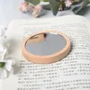 Wood Small Round Mirrors Portable Pocket Mirror Wooden Mini Makeup Mirror Wedding Party Favor Gift Q416