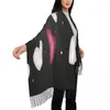 Foulards Hiver Écharpe Femmes Mince Chaud Châle Wrap Coeurs Fond Gland Dame Couverture Echarpe Bufanda Hijab