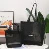 C Classic White Logo Mesh Shopping Bag designer Luxury Pattern Travel Wash Bags Women Storage Meshs Case