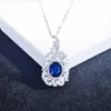 Pendant Necklaces Europe America Luxury Jewelry Fashion Blue Cubic Zircon Geometric Necklace For Women Wedding High Grade Anniversary Gift