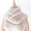 Scarves 2023 Real Rex Fur Round Loop Scarf Fashion Warm Winter Female Genuine Big Collar Muffler Women Natural Snood