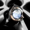 손목 시계 Dectop 2023 도착 아트 지구 디자인 버블 유리 자동 시계 방수 패션 비즈니스 가죽 스트랩