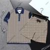 Mix Style Designer Mens Tracksuits 23SS Summer Letter Print Polo Print Ruxury Sport Suits Disual Cotton Men Shorts and T Shirt Blue مجموعات زرقاء