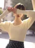سترات النساء في الخريف شتاء طويل الأكمام مربع رقبة فضفاضة ملائمة السحب خمر ألوان صلبة النساء قمم الكورية أزياء قصيرة سترة V29