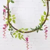 Dekorativa blommor 2 m lång Wisteria Flower Rattan Vine Wreath Wedding Slå Fake Wall Plant Arch Leaf Ivy Decorat G2C6