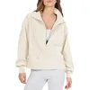 Fitnessstudio-Bekleidung für Damen, halbes Reißverschluss-Cropped-Sweatshirt, lässiges Fleece-Hoodie-Hosen-Set, Damen-Pullover-Jacke, Kordelzug-Jogginghose, Outfits