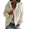 Women's Knits Loose Knitted Coat Long Sleeve V Neck Solid Color Twist Hooded Knitwear Cardigan For Office