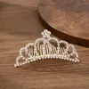 Hårklipp barn mini kronor kamkristall brud tiaras prinsessan krona för kvinnor flickor strass pärla bröllop tiara gåva