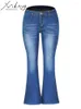 Jeans femininos miukomiya skinny long slare women calça jeans 2023 calça as calças da primavera elegante de sino azul para