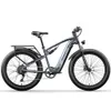 26 tum elektrisk cykel E-cykel 500 W 840WH Electric Mountain Bike City Fat Tire Moped Shimano 7 Speed ​​Mtb Shengmilo E Bikes Snowbike 17.5AH 48 V Men's Recreational Bike