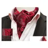 Groom Ties Cummerbunds Men Formal Cravat Fashion Retro Paisley British Style Gentleman Silk Scarves Neck Suit Business Necktie Drop Dh1Gh