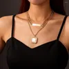 Anhänger-Halsketten KLG-Halskette Nachahmung barocker Perlen Übertrieben Dicke Kette Quadratischer Hals Doppelte Kaskade Abnehmbar