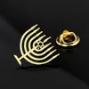 Pins Broches Israël Jodendom Menorah Gesp Broche voor Mannen Vrouwen Revers Kraag Pins Badge Chanoeka Vakantie Geschenken Geloof Sieraden Wedding Party HKD230807