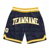 Shorts Masculino Personalizado Marinho Branco Riscas Branco-Azul Claro Autêntico Basquetebol 3D Estampado em Todo o Corpo Secagem Rápida Praia