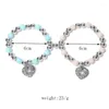 Strand 2pcsVintage Noctilucent Couple Bracelet Pour Femmes Mode Coeur Creux Perlé Boucle Magnétique Fleur Artisanat