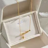 Pendant Necklaces Stainless Steel Women Men Couple Necklace With Simple Gold Color Link Jewelry Birthday Present